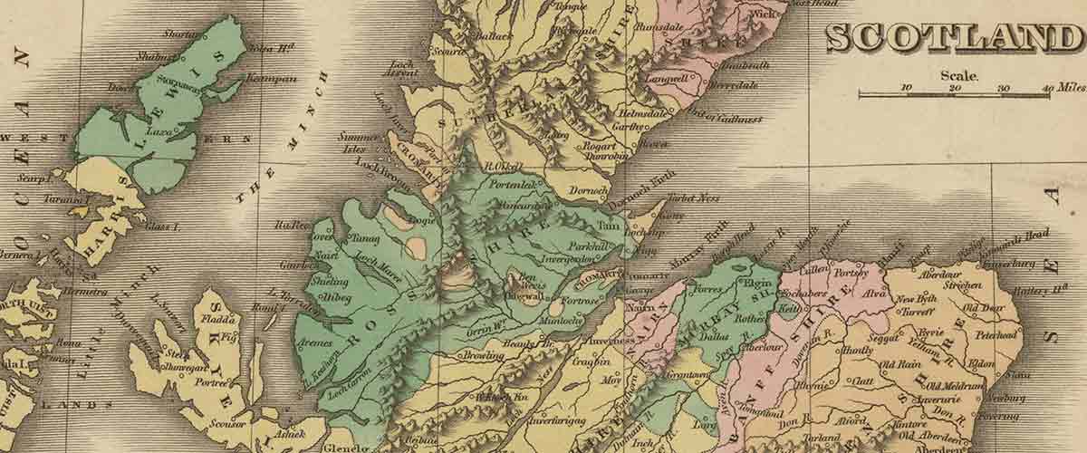 Detail from historic map of Scotland