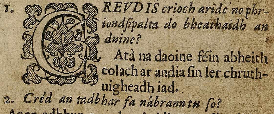 Gaelic language text in a book from 1631